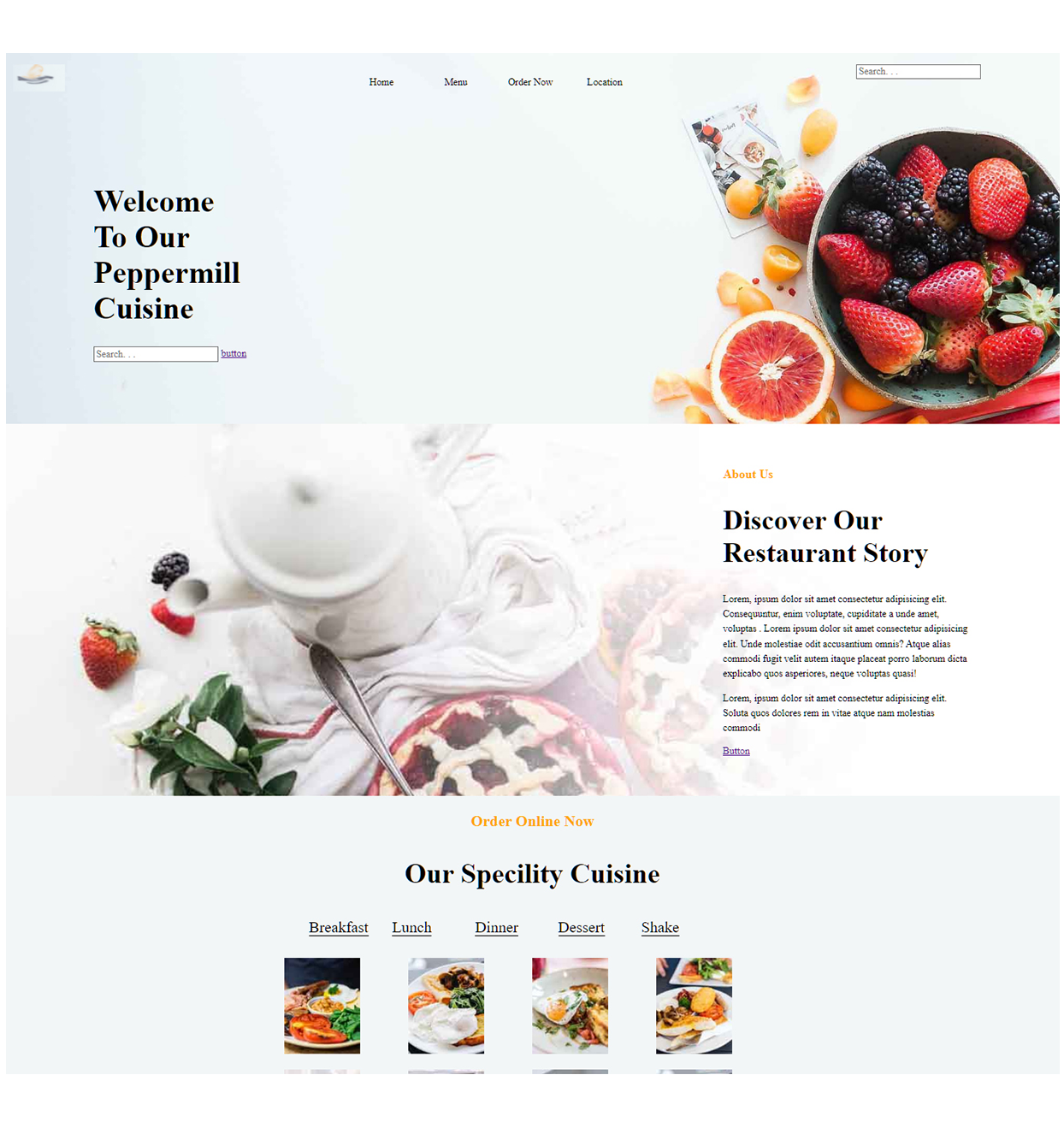 Website for Peppermill Cuisine